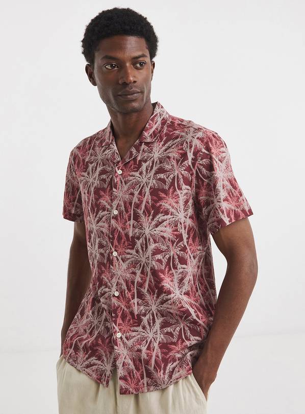 JACAMO Palm Print Revere Collar Shirt L